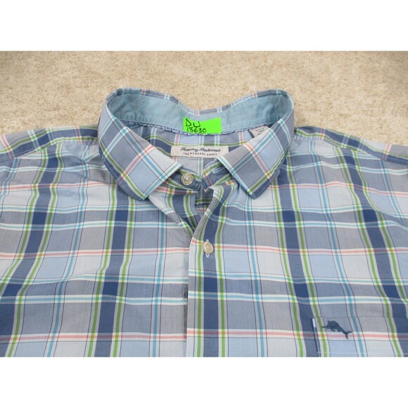Tommy Bahama Shirt Men 3XLT Blue Pink Plaid Newport Coast Casual Button Up - Picture 4 of 11